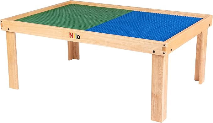 NILO Classic Blue Baseplate, 2-Pack 12"x32" Double-Sided, Large Building Plates for Building Bricks 100% Compatible with All Major Brands