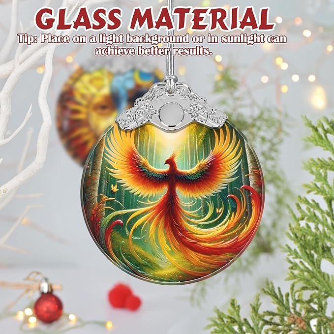 Phoenix Ornament, Christmas Ornaments, Christmas Decorations for Tree, Stained Glass Ornament, Heirloom Keepsake, Gift Exchange, Gift Ideas, Bauble Present - Phoenix in Full Wings
