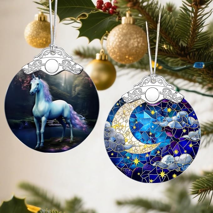 Night Sky Christmas Ornaments: Christmas Tree Ornaments, Holiday Decor for Star and Moon Lover, Stocking Stuffers, Gift Ideas, Xmas Gifts & Gifts for Art Lover