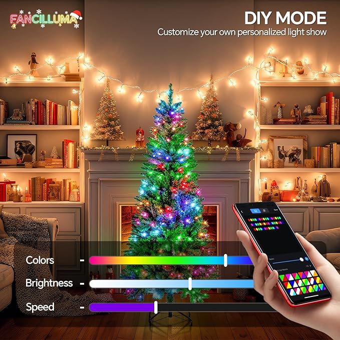6FT Prelit Christmas Tree with 250 LED Lights, App Controlled Artificial Christmas Tree with Multi-Color RGB Lights & Music Sync, Slim Pencil Christmas Tree for Home Christmas Decorations