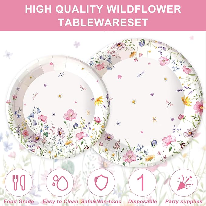 152Pcs Flower Themed Party Supplies Decorations With For Baby Shower Birthday Picnic Wedding Party Decorations Serves 24 Party