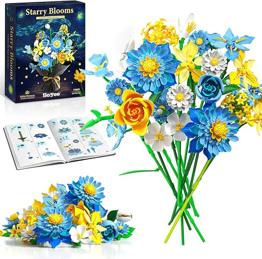 Flowers Building Kit Botanical Collection Compatible with Lego Flowers Set, Gifts for Adult Girls & Women, Home and Office Decor Gift for Christmas Day, Valentines, Birthday