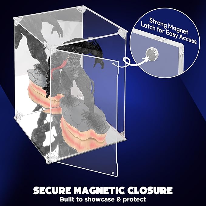 Acrylic Display Case | Mirrored Back & Base | Front Magnetic Closure | UV Protected Display Box | Clear Display Case for Collectibles, Figures, Legos, Toys, Dolls and Sports Memorabilia | 8x8x12in |