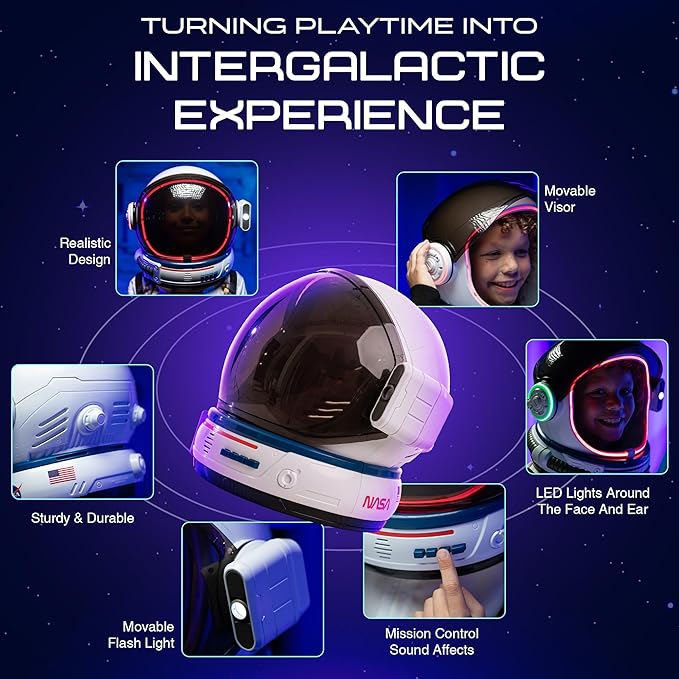 Astronaut Costume for Kids with Helmet, Halloween Costumes for kids Nasa Astronaut Helmet Suit with Movable Visor