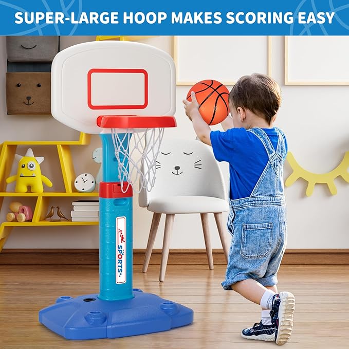 Toddler Basketball Hoop Indoor for Age 1-3, Adjustable Kids Basketball Hoop, Mini Basketball Hoop with 3 Balls for Outdoor Poolside, Birthday Christmas Sport Toys Gift for Baby Boys Girls Age 1 2 3 4