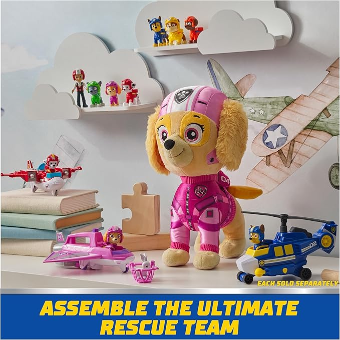 PAW Patrol: Air Rescue, Skye Plush Toy, 12-Inch Tall, Premium Stuffed Animals, with Removable Backpack, Kids Toys for Boys and Girls Ages 3 and up