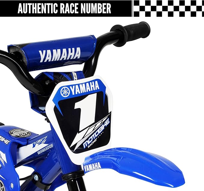 Yamaha 12 Inch Motocross Style Bike for Kids | Coaster Brake, Detachable Training Wheels | Safe Pedal Powered Bicycle for Kids Age 2-4 | for Boys & Girls
