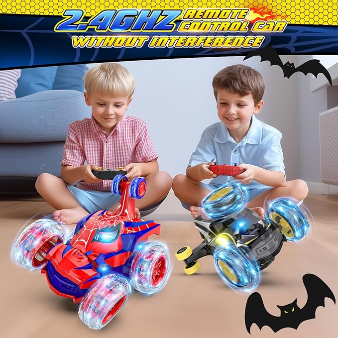 Remote Control Car Stunt RC Cars 360° Rotating with 2.4GHz Rechargeable Wheel Lights Toys Car Gift for Boys 3 4 5 6 7 8 9 10 11 12 (Black)