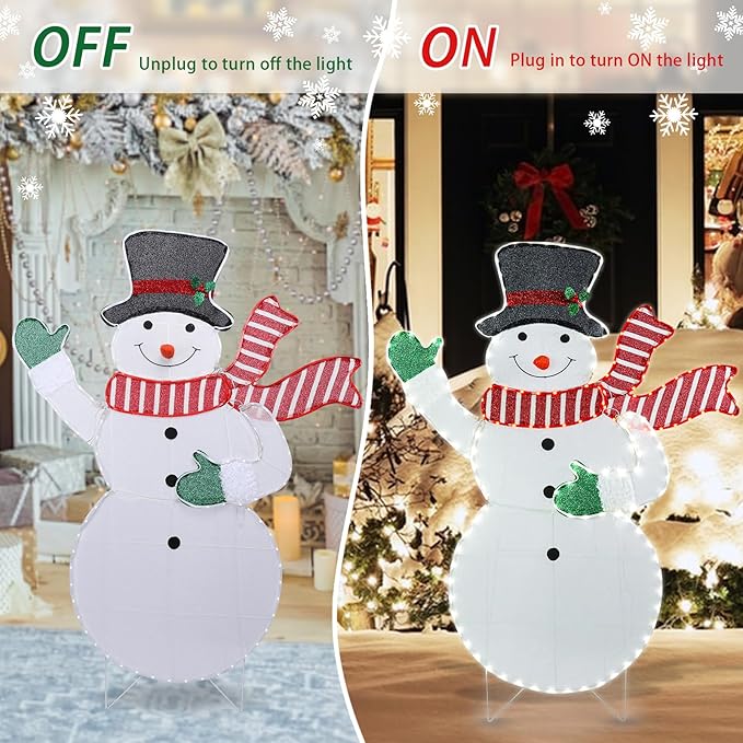 5.5ft Christmas Snowman Lighted Decoration Christmas Lighted Snowman with Scarf Hat Pre-Lit 171 LED Lights Decoration for Xmas Home Pathway Lawn Party Display