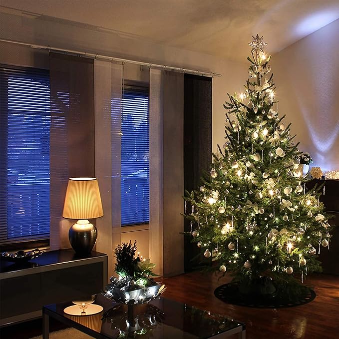 100 Christmas Mini Lights - 24.8 ft / 7.5m - 120V - Warm White Bulbs 2800K - Green Wire - 120V - End to End Connection - Indoor & Outdoor Use - Light Strings for Christmas Tree and New Year Decoration