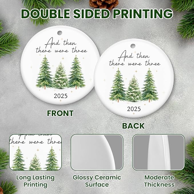 OASSIE Baby's First Christmas Ornaments 2025 - Glass Christmas Ornaments 2025 for Tree Decorations - Gifts for New Mom Dad Parents Couples, Family of Three, Pregnancy Announcement for Grandparents