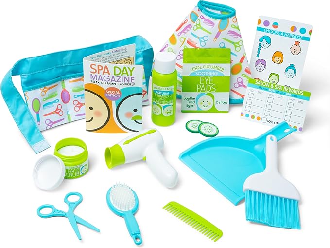 Melissa & Doug Love Your Look - Salon & Spa Play Set, 16pieces of pretend salon and spa toy products