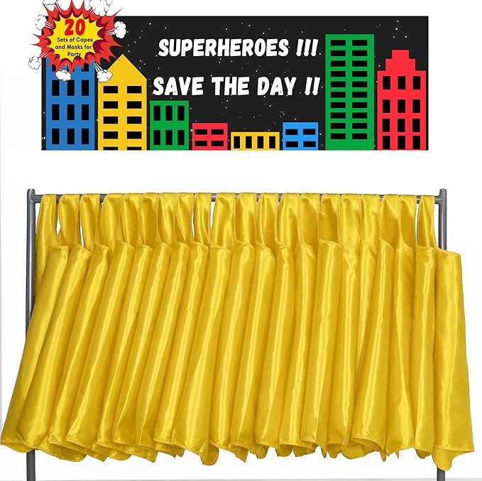 D.Q.Z Superhero-Capes for Kids 20 Sets, Group Super Hero Costume Toys for 3-10 Boys Girls Halloween Birthday Gifts
