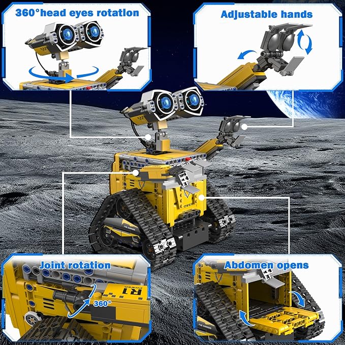 Insnug Robot Building Set with Remote Control for Boys Ages 8-12, Tracked RC Robotics Building Kit, 5 in 1 Models Wall Robot Dinosaur Tank Aircraft Excavator Assembly for Kids Birthday (724pcs)