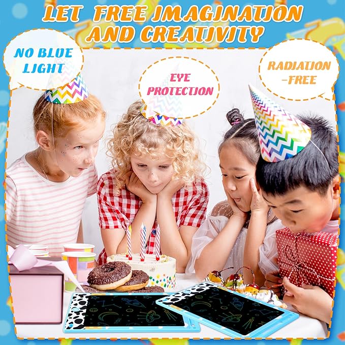 Nezyo 12 Pack Large Toy Party Favors LCD Writing Tablet for Kids 8.5 Inch Cartoon Toys Drawing Tablet Erasable Reusable Electronic Drawing Pads for Birthday Party Supplies Gifts Goodie Bags Stuffers