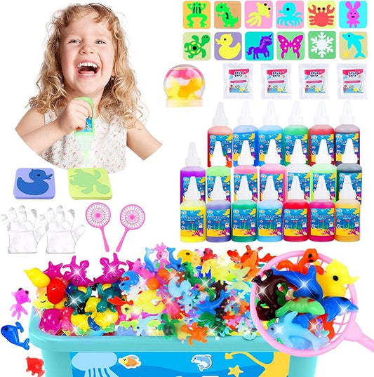 Magic Toys Water Gel Kit: 20 Colors Fairy Aqua Gel with Pearlized & Luminous Magic Paint - Handmade Creative Water Art Set with 12 Shape 3D Molds for Kid Birthday Party Gift