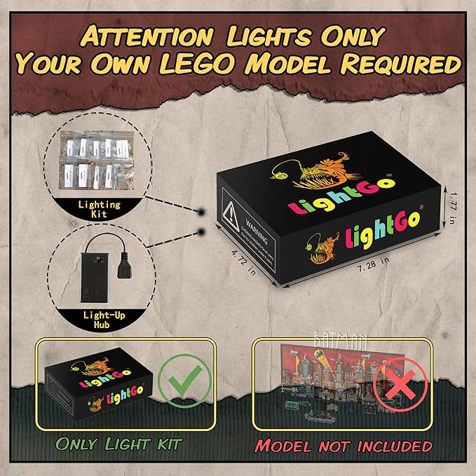 LightGo LED Lighting Kit Designed for Batman Compatible with Lego 76271 The Animated Series Gotham City Building Set - Not Include Model (Remote Version)