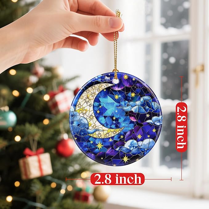 Night Sky Ornaments, Christmas Ornaments: Christmas Tree Decorations, Holiday Decor, Stocking Stuffers, Gift Ideas, Xmas Gift, Star and Moon Lover Gifts & Gifts for Art Lover