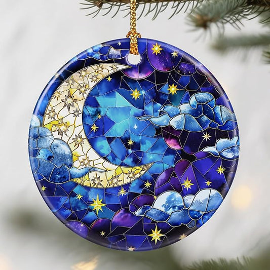 Night Sky Ornaments, Christmas Ornaments: Christmas Tree Decorations, Holiday Decor, Stocking Stuffers, Gift Ideas, Xmas Gift, Star and Moon Lover Gifts & Gifts for Art Lover