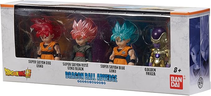 Dragon Ball Super Dragon Ball Adverge SS Blue Goku, SS Rose Goku Black and Golden Freiza 2.5-Inch Mini Figure 4-Pack