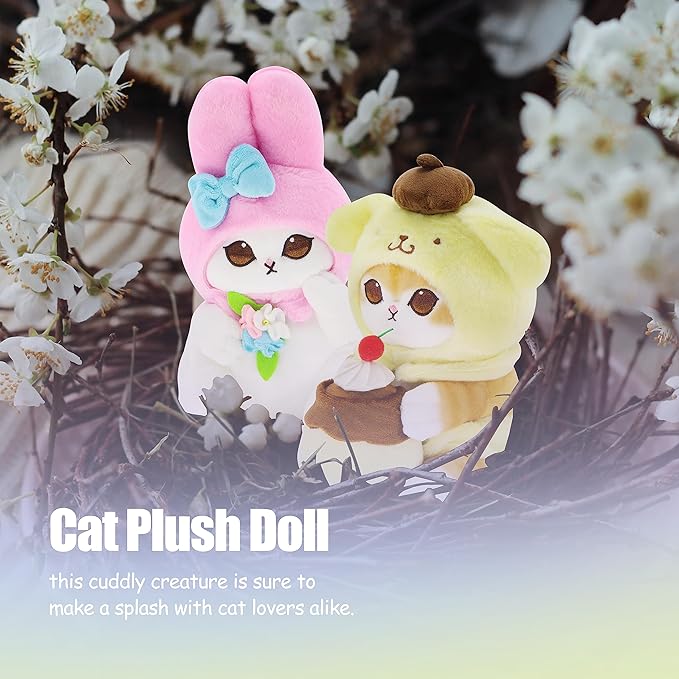 Kawaii Shark Cat Plush Toy Stuffed Animal Doll, Soft Pillow for Boys & Girls (Cat-D, 20cm/7.8in)