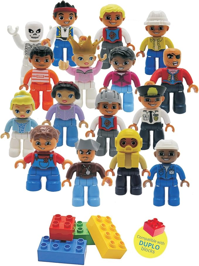 People Figures for Kids - Preschool Toys Building Blocks People Set for Kids - Compatible with Major Brands Building Blocks for Toddlers 1-6 - STEM Building Toys - (16 Toy Figures People)