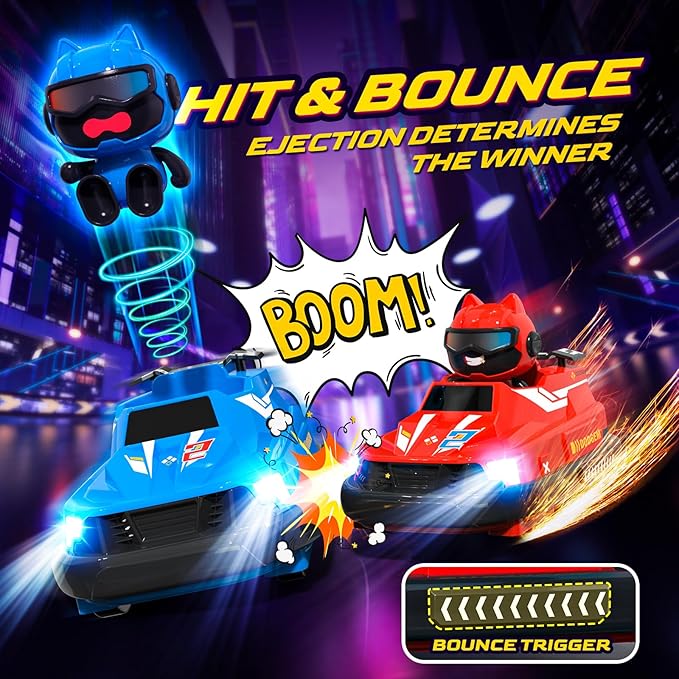 2 Pack Remote Control Cars Toys, RC Bumper Cars with Light & Music for Age 6 Years Old,RC Battle Stunt Race Car Cool Birthday Gift for 6 7 8 Year Old Kids Boys Girls (Red&Blue)