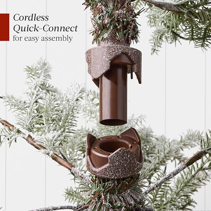 Best Choice Products Pre-Lit Sparse Christmas Tree 9ft Artificial Flocked Pine Holiday Décor Aspen Noble Fir White & Multicolor LED Lights- Green