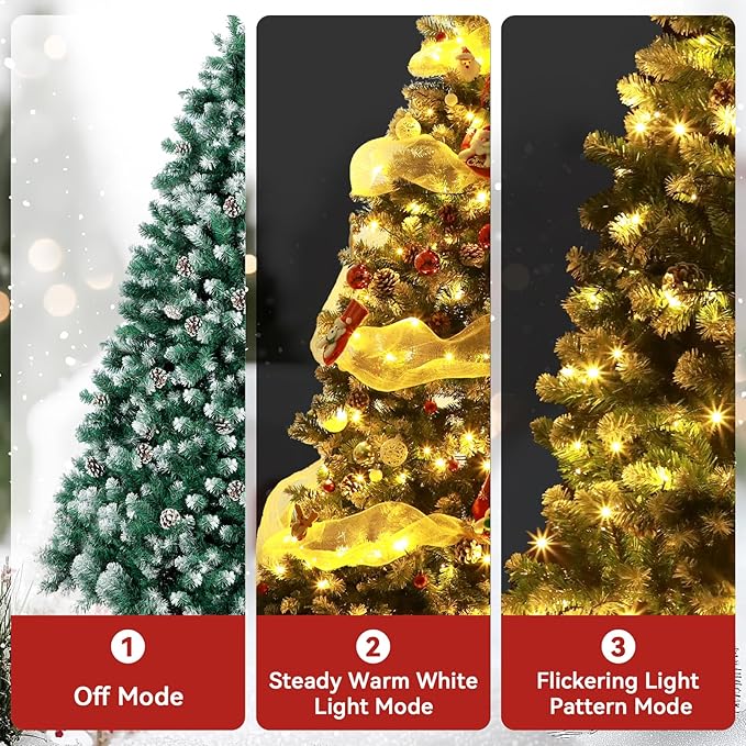 6FT Artificial Christmas Tree, Unlit Hinged Premium Xmas Trees with 800 Branch Tips, 30 Pine Cones, Foldable Metal Stand for Home, Office, Holiday Party Decoration