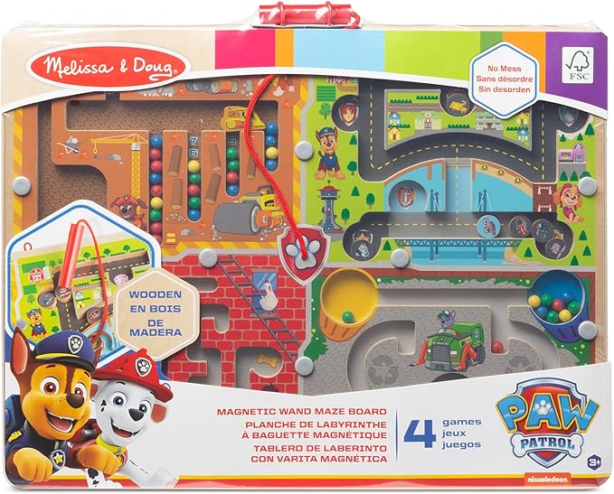 Melissa & Doug PAW Patrol Wooden 4-in-1 Magnetic Wand Maze Board - FSC Certified