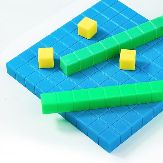 Plastic Base Ten Blocks Set,Maths manipulatives for 2nd Grade classrooms.Place Value Blocks,Counting Cubes to Help Kids Learn Maths (1)