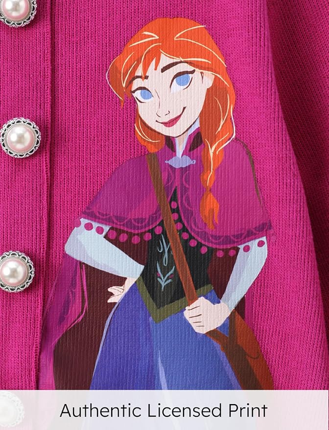 Disney Frozen Elsa Stitch Princess Moana Minnie Toddler Girl 2 Piece Outfit Kid Pearl Button Knit Top & Tweed Skirt Set 2-13Y