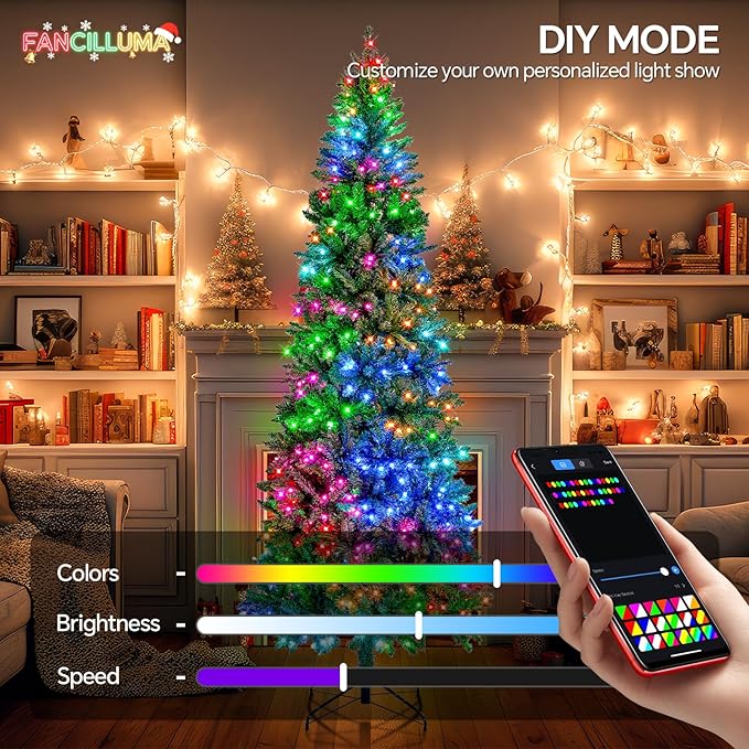9FT Prelit Christmas Tree with 550 LED Lights, App Controlled Artificial Christmas Tree with Multi-Color RGB Lights & Music Sync, Slim Pencil Christmas Tree for Home Christmas Decorations