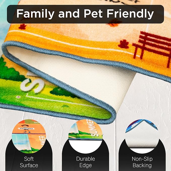 ABC Rug - Educational Rug for Kids, Classroom & Playroom, Durable & Washable, 33 sq ft, Red, Letter Print, Rectangular, Non Slip, Parent (6.5 FT X 5 FT)