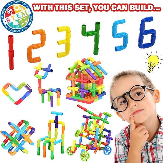 EP EXERCISE N PLAY 250PCS Toy Building Set for Kids Ages 3 4 5 | STEM Learning | Durable Plastic Blocks | Interactive Educational Toy for Toddlers Boys Girls