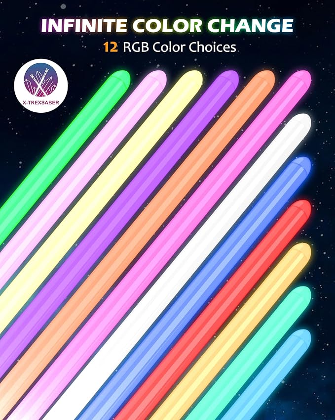 2 in 1 Dueling Lightsaber Double Light Saber,Lightsabers for Adults Christmas Birthday Gifts, 2Packs Fx Saber with 12 Colors Light Sabers for Kids Toys Teens Halloween Cosplay Children's Day Party