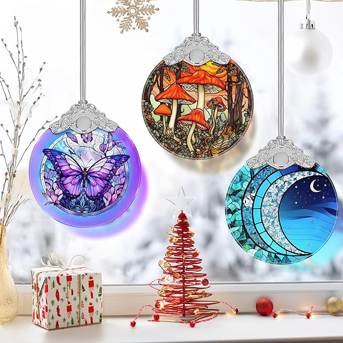 Mushroom Ornament, Christmas Ornaments, Christmas Decorations for Tree, Stained Glass Ornament, Heirloom Keepsake, Gift Exchange, Gift Ideas, Bauble Present