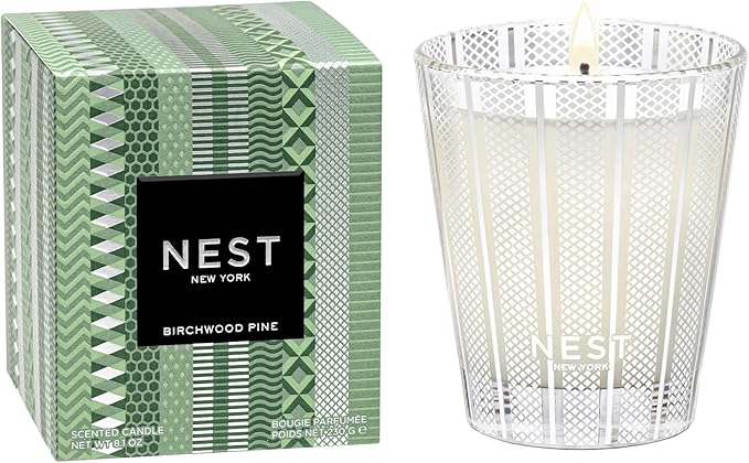 NEST New York Scented Classic Candle, Birchwood Pine - 8.1 oz - Up to 60-Hour Burn Time - Reusable Glass Vessel