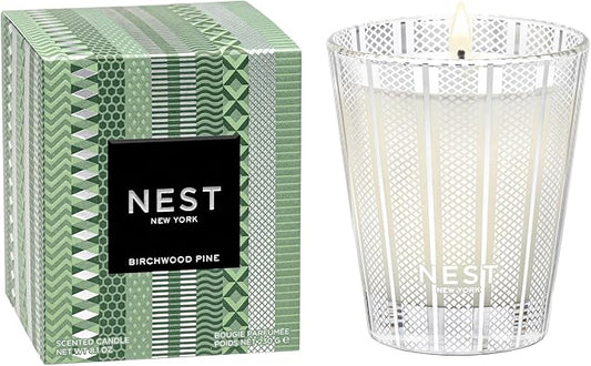 NEST New York Scented Classic Candle, Birchwood Pine - 8.1 oz - Up to 60-Hour Burn Time - Reusable Glass Vessel