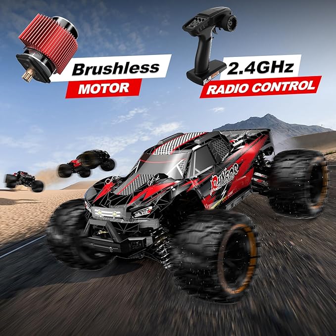 1:14 Brushless Fast RC Car for Adults - Remote Control Car 60KM/H High-Speed 4x4 Off-Road RC Truck, All Terrain Remote Control Truck with 4WD Oil-Filled Shocks for Kids Adults Boys Gifts