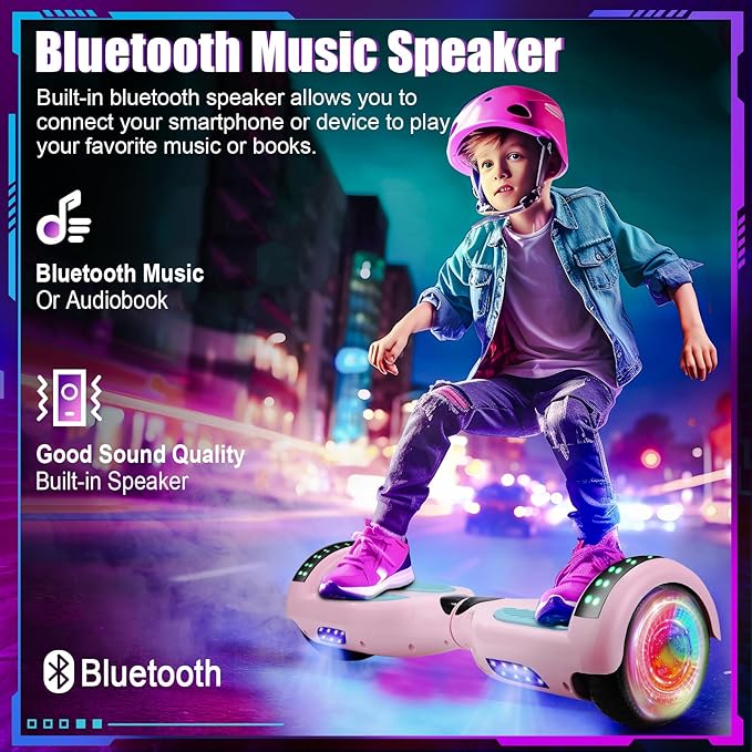 Self Balancing Scooters with Bluetooth & Corlorful LED Lights, Gifts for Kids & Adults & Girls & Boys, for All Ages