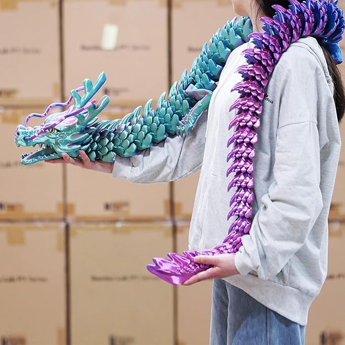 47.3inch Super Large 3D Printed Dragon Models,Flexible Joint Animal lacertid Figurines, 3D Printing Stuff Cheap,Stress Relief, Fidget restlessness, ADHD Toys, Surprise Fantasy Gifts (79inch)
