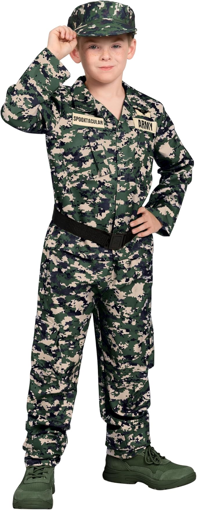 Spooktacular Creations Halloween Boys Army Costume, Military Costume for Kids, Camo Soldier Outfit for Toddler DressUp Party