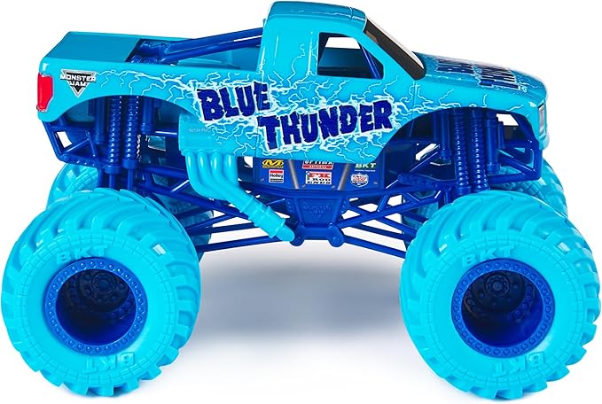 Monster Jam, Blue Thunder Monster Truck - Aqua - 1:24 Scale Die-Cast Vehicle-Chrome Rims and BKT Tread Tires for Playsets, Collectible for Fans & Birthday Parties, Kids Toys Ages 3+