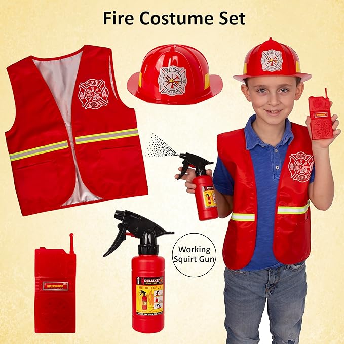 Tigerdoe Construction Costume for Kids - Construction Hat and Costume Vest - Dress Up Accessories for Children (3 Costume Sets - Construction, Swat and Fireman Costume)