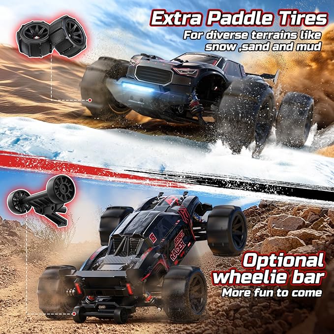 DEERC 1:14 Fast Brushless RC Car for Adults, Max 46+ mph Off-Road Truck, 2 * 3S Lipo 4WD Waterproof, High Speed Remote Control Car, All Terrain RC Truggy for Snow, Sand & Mud