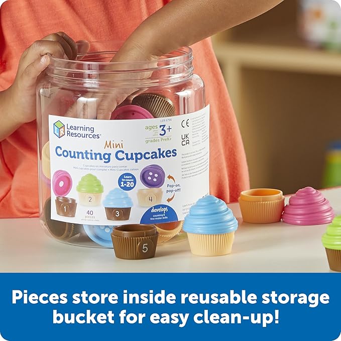 Learning Resources Mini Counting Cupcakes, Birthday Cake, Sensory Toys, Montessori Toys, Preschool Learning Activities, Play Food Sets for Kids Kitchen, Lakeshore Learning Toys, Fine Motor Games