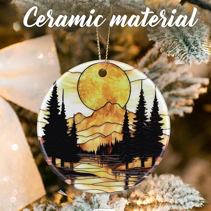 Mountain Sunset Christmas Ornaments: Christmas Tree Ornaments, Holiday Decor for Nature Lovers, Stocking Stuffers, Gift Ideas, Xmas Gifts & Rustic Cabin Decor Gifts