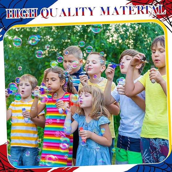 24 Pcs Spider Web Bubble Wands Mini Bubble Party Favor Toys for Kids Toddlers Christmas Party Birthday Goodie Bag Stuffer Filler Classroom Reward Gifts(Dark Blue, Red, Black)