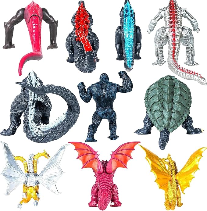 10pcs New Dragon Action Figures King of The Monsters - Dragon VS Kong Mini Monster Orangutan Playsets